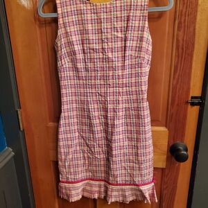 Vintage Plaid Poplin Sundress With Kick Ruffle